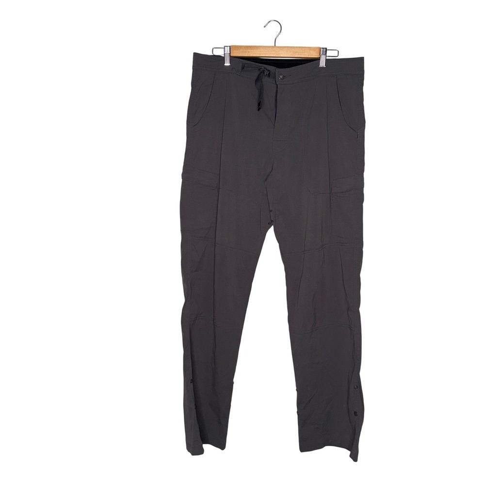 Prana Cargo Pants Mens Large Charcoal Grey Good Snap Hem‎ Hiking Outdoor